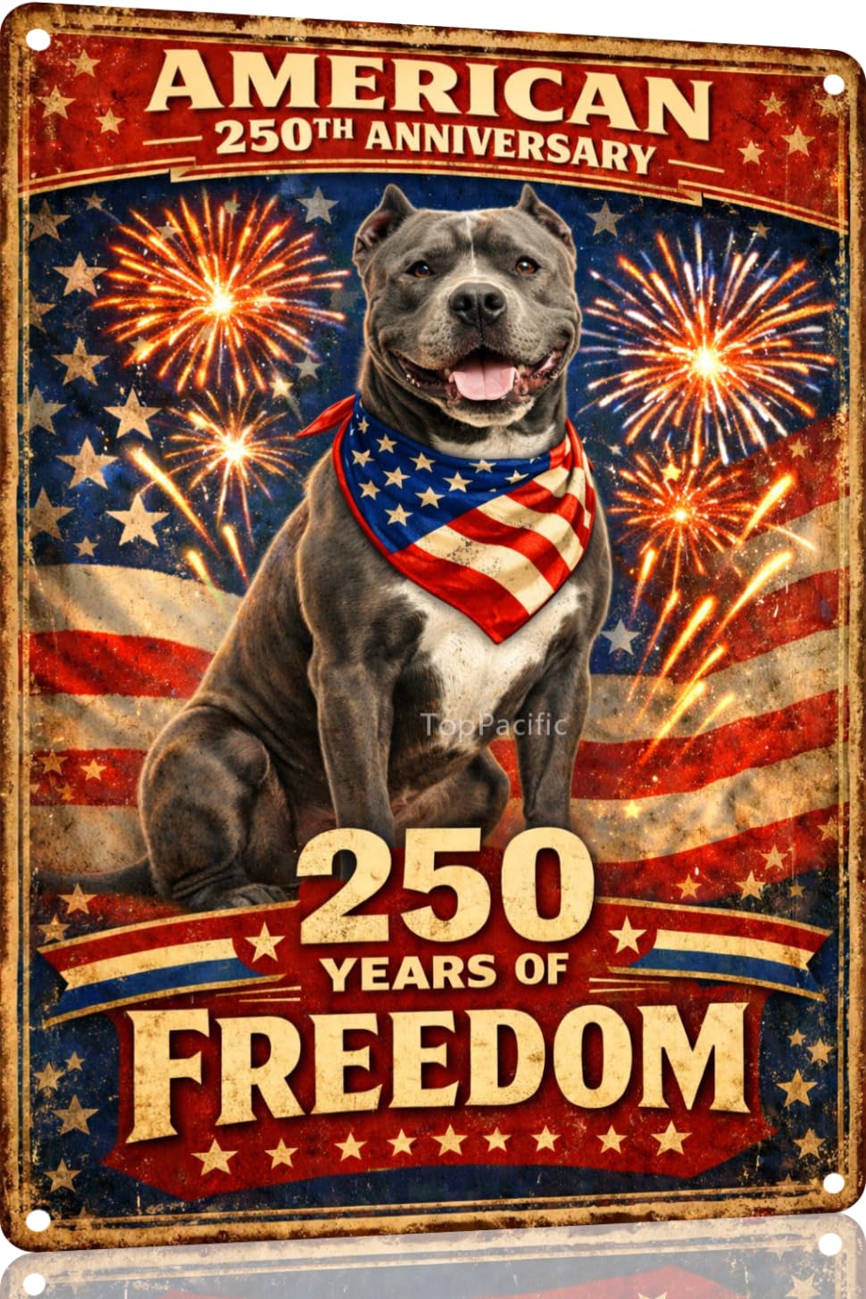 American 250th Anniversary Border Collie Funny Tin Sign 12x8 Inch Independence Day Vintage Metal Wall Art Retro Humor for Kitchen Bedroom Room Home Gift Decoration(59342)