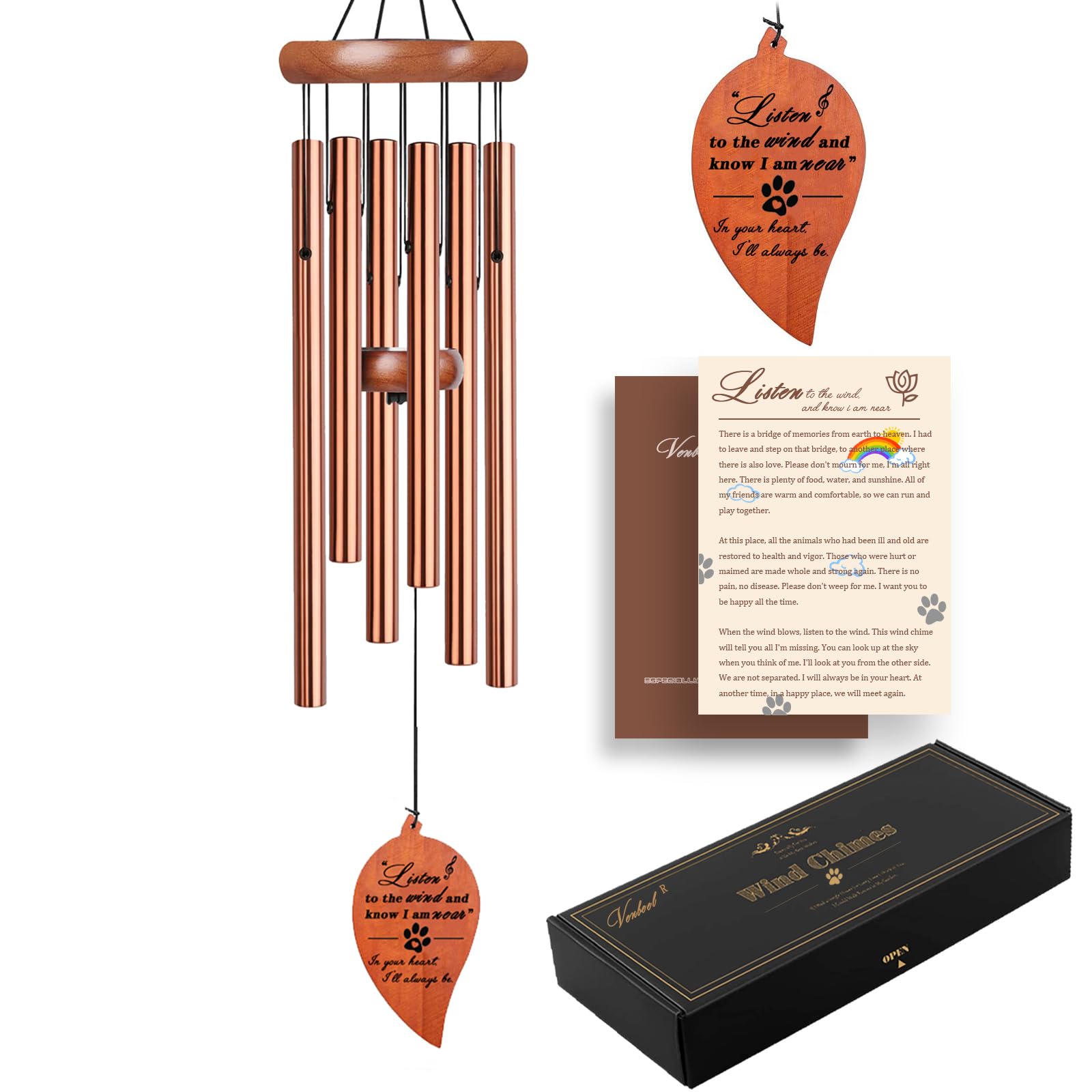 Dog Memorial Gifts, 28" Pet Memorial Wind Chimes, Loss of Dog Sympathy Gift, Pet Loss Passing Away Remembrance Bereavement Gift