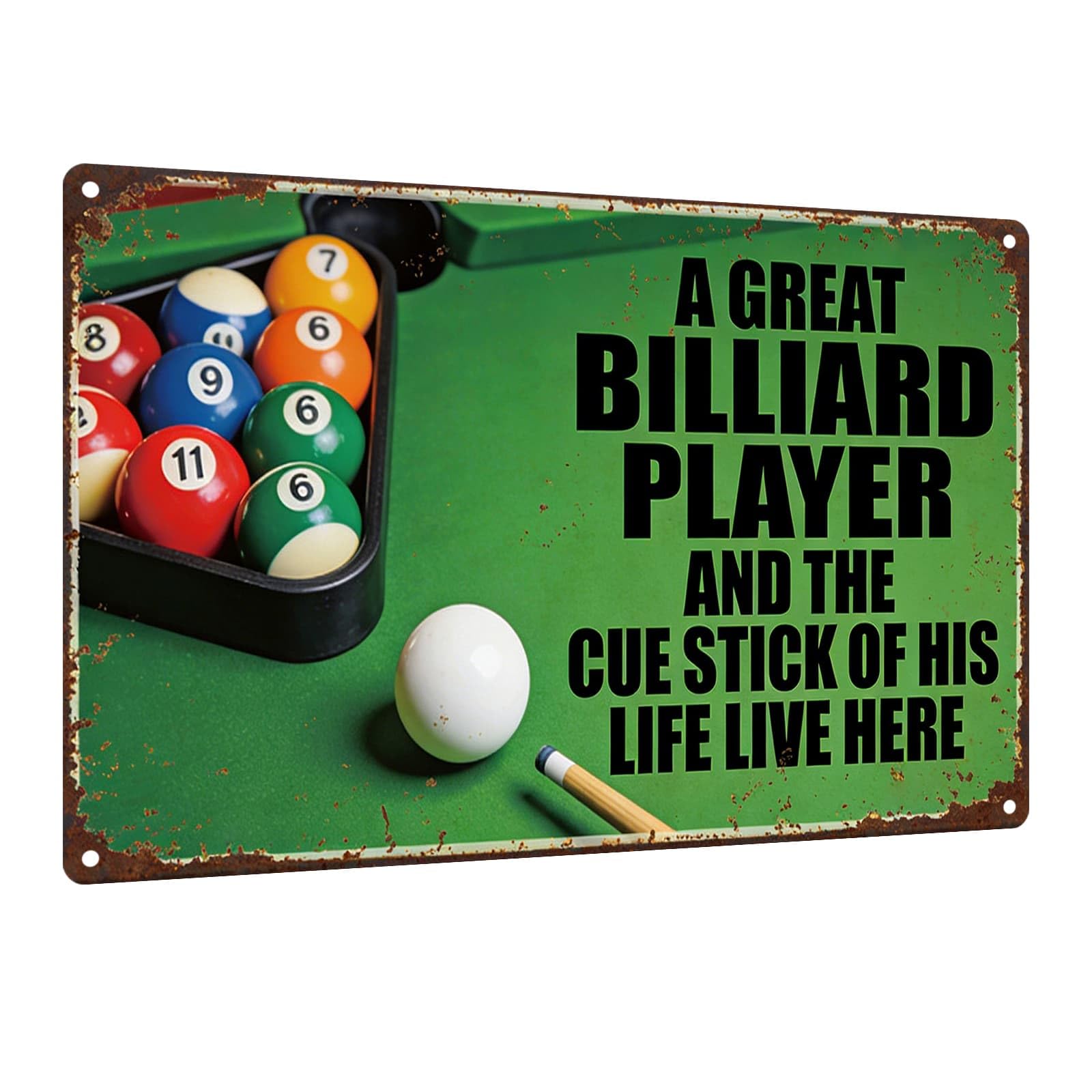 Billiards Metal Sign Less Talk More Chalk Billiards Vintage Art Wall Decor Funny Pool Decor for Man Cave Game Room Bar Garage Billiard Room 8x12 Inch