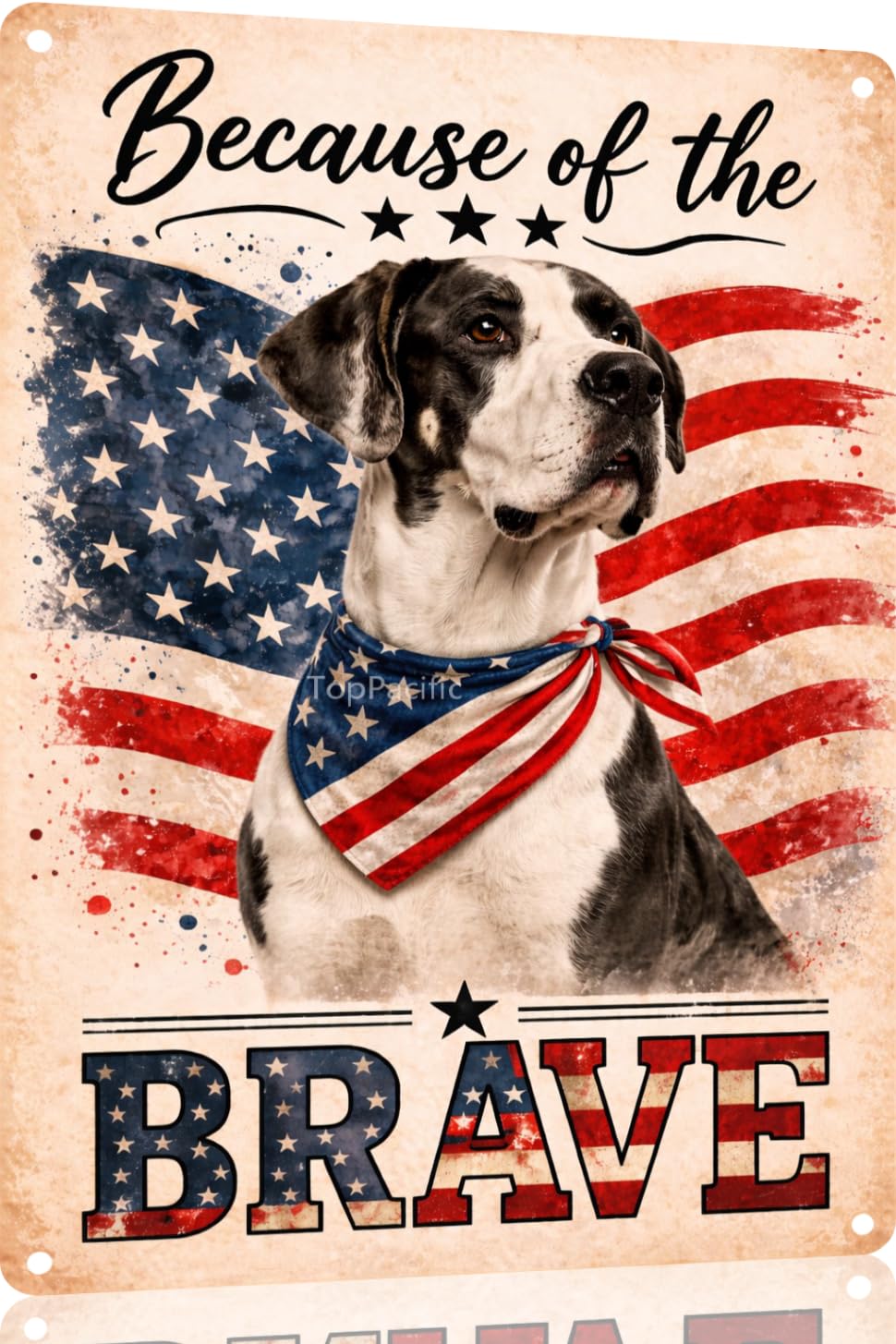 Patriotic Brittany-Spaniel Funny Tin Sign 12x8 Inch Vintage Metal Wall 4th of July Independence Day Art Retro Humor for Bathroom Kitchen Bedroom Room Home Gift Decoration(58978)