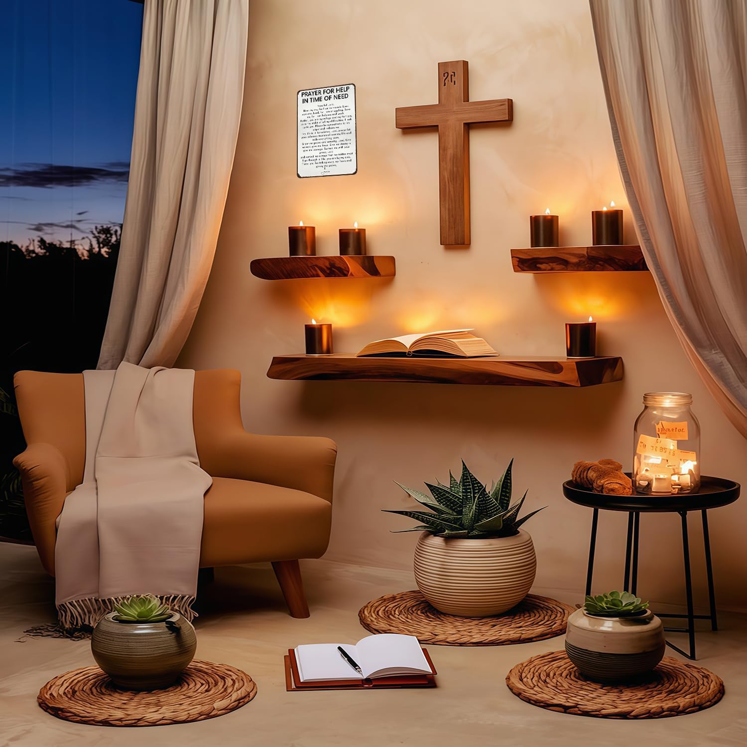 Funnysign Christian Gifts Prayer for Help In Time of Need Religious Tin sign for Home Church Prayer Room Office Chapel Decor 8x12 Inch(3986)