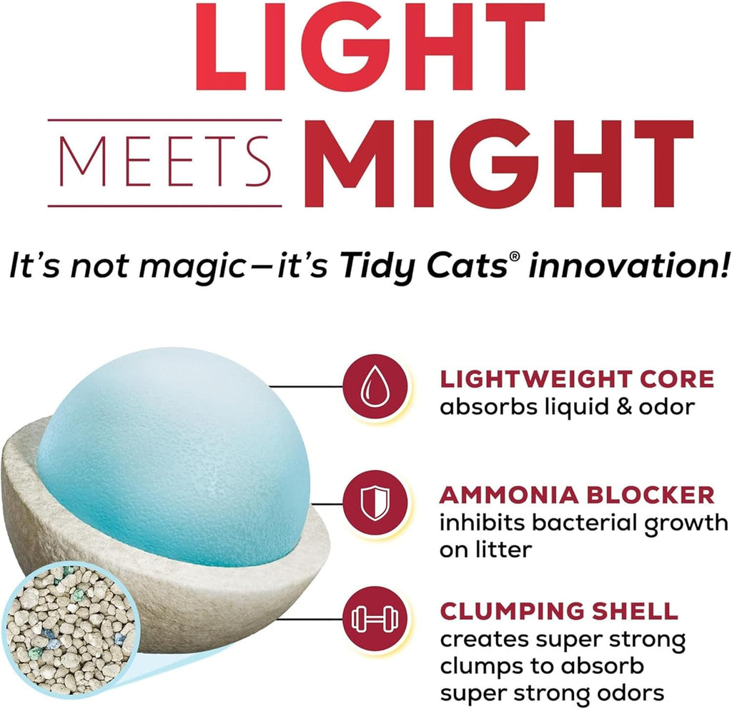 Purina Tidy Cats LightWeight 24/7 Performance Odor control, Multi-Cat, Clumping, 99.9 Percent Dust Free Cat Litter, 17 lb. Box