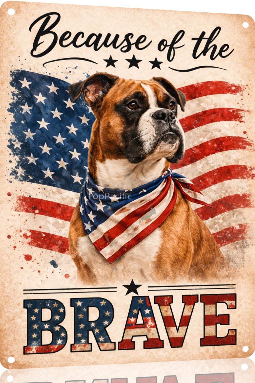 Patriotic Brittany-Spaniel Funny Tin Sign 12x8 Inch Vintage Metal Wall 4th of July Independence Day Art Retro Humor for Bathroom Kitchen Bedroom Room Home Gift Decoration(58978)
