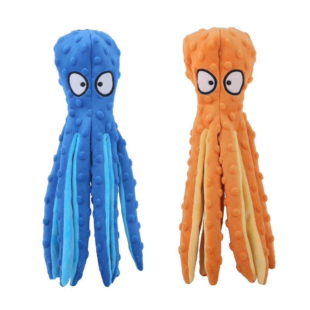 CPYOSN Dog Squeaky Toys Octopus - No Stuffing Crinkle Plush Toys for Puppy Teething, Durable Interactive Chew Toys for Small, Medium and Large Dogs Training and Reduce Boredom, 2 Pack