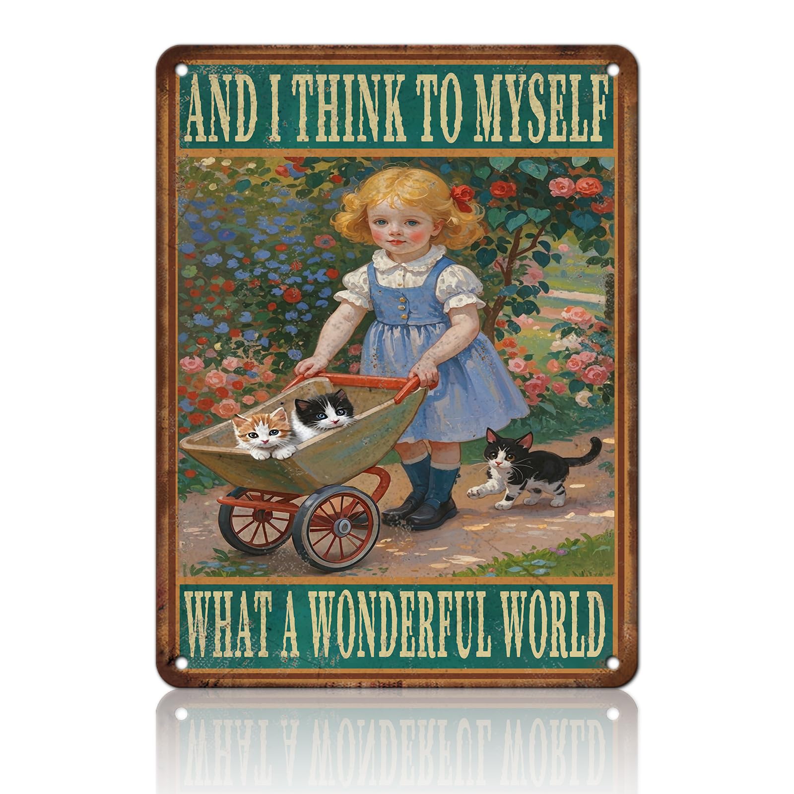 KIYOYO Vintage Tin Metal Sign Poster Grow Positive Thoughts Vintage Poster Flower Head Girl Poster Mental Health Poster Motivational Poster Emotions Poster Vintage Wall Home Decor 8x12 Inch