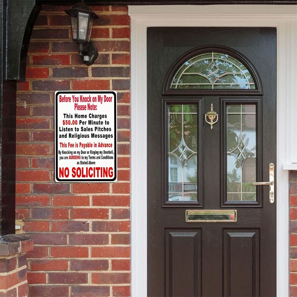 Before You Knock On My Door Sign No Soliciting Funny Metal Tin Sign 8 x 12 Inch