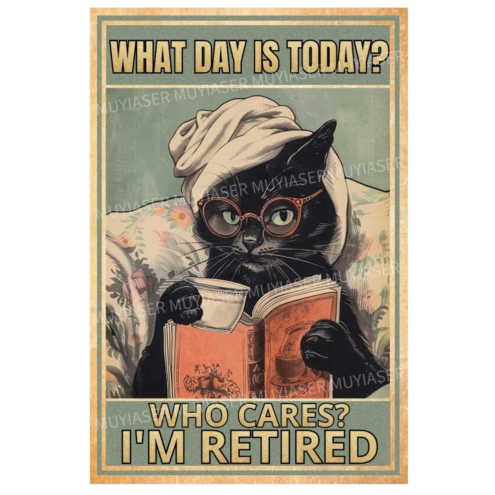 Metal Sign Easily Distracted By Cats & Garden Vintage Retro Aluminum Tin Sign for Garden, Kitchen, Office, Home, Bar, Cafe Decor 8x12 Inch