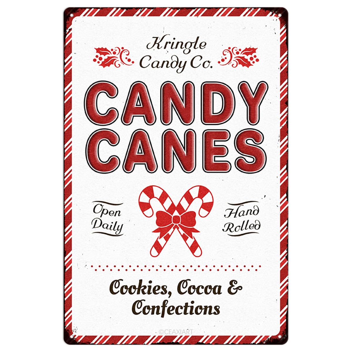 Christmas Metal Signs Red Hot Chocolate Bar Tin Sign Vintage Print Art Poster Ornaments for Home Kitchen Patio Yard Office Cafe Coffee Bar Front Door Porch Wall Decor Xmas Novelty Gift 8X12 Inch