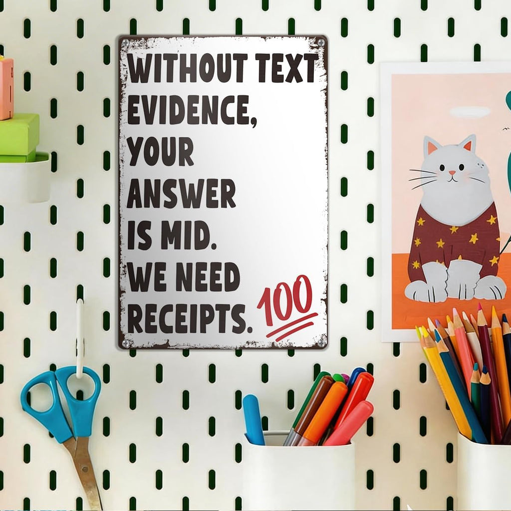 Funny English Teacher Gift Classroom Tin Sign English Writing Calss Wall Decor Language Grammar Metal Sign for Middle and High School ELA Classroom Study Room, 8x12 Inch