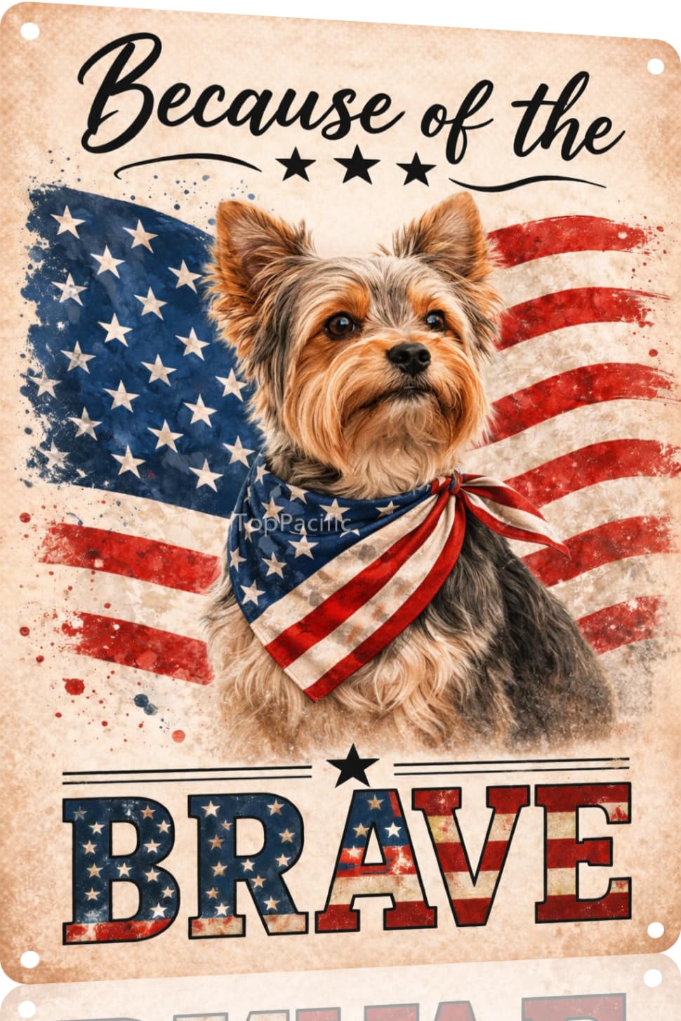 Patriotic Brittany-Spaniel Funny Tin Sign 12x8 Inch Vintage Metal Wall 4th of July Independence Day Art Retro Humor for Bathroom Kitchen Bedroom Room Home Gift Decoration(58978)