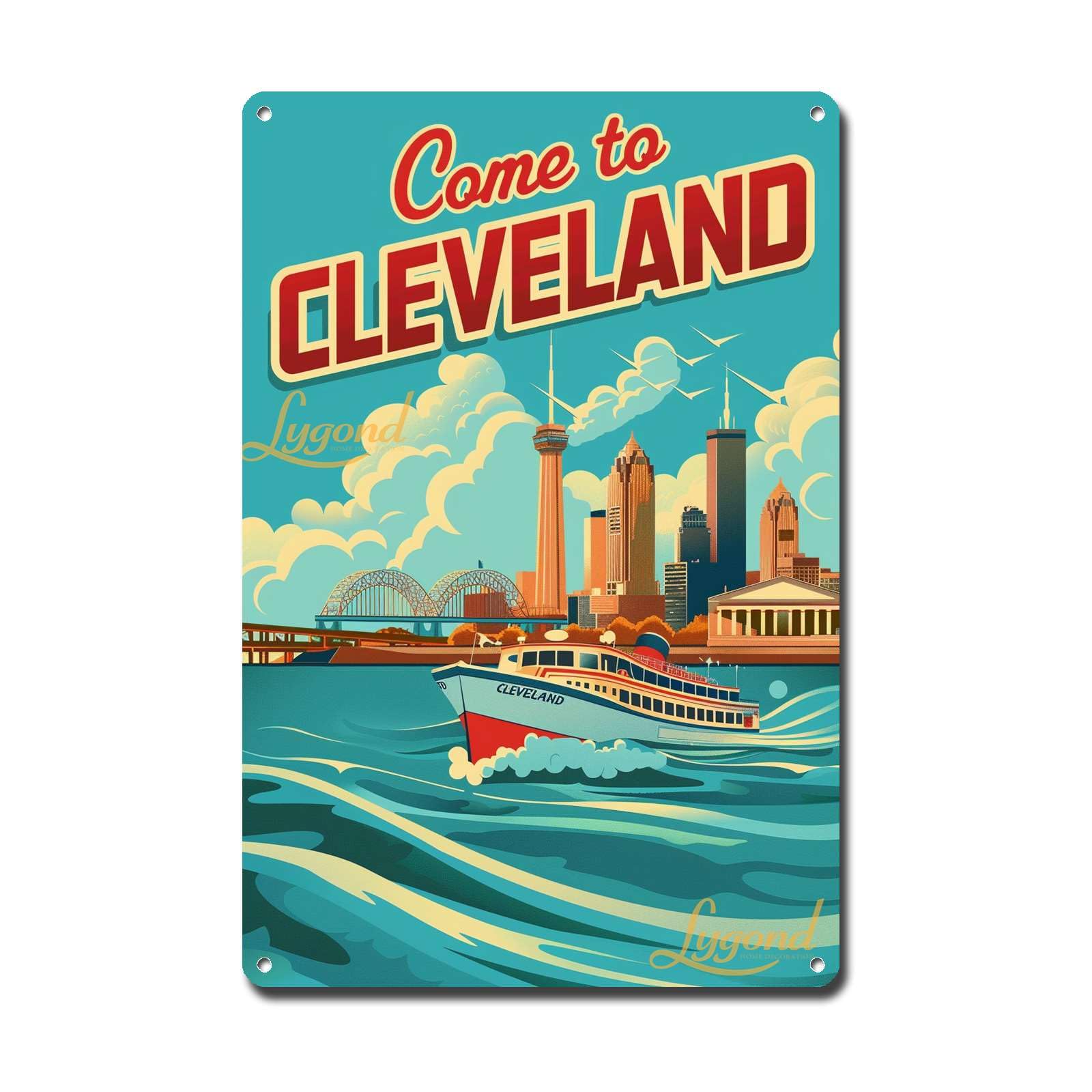 Lygond Metal Sign Tin Sign Vintage Wall Art Come to Chicago Travel Greenhouse Decor for Gift 8×12 Inches