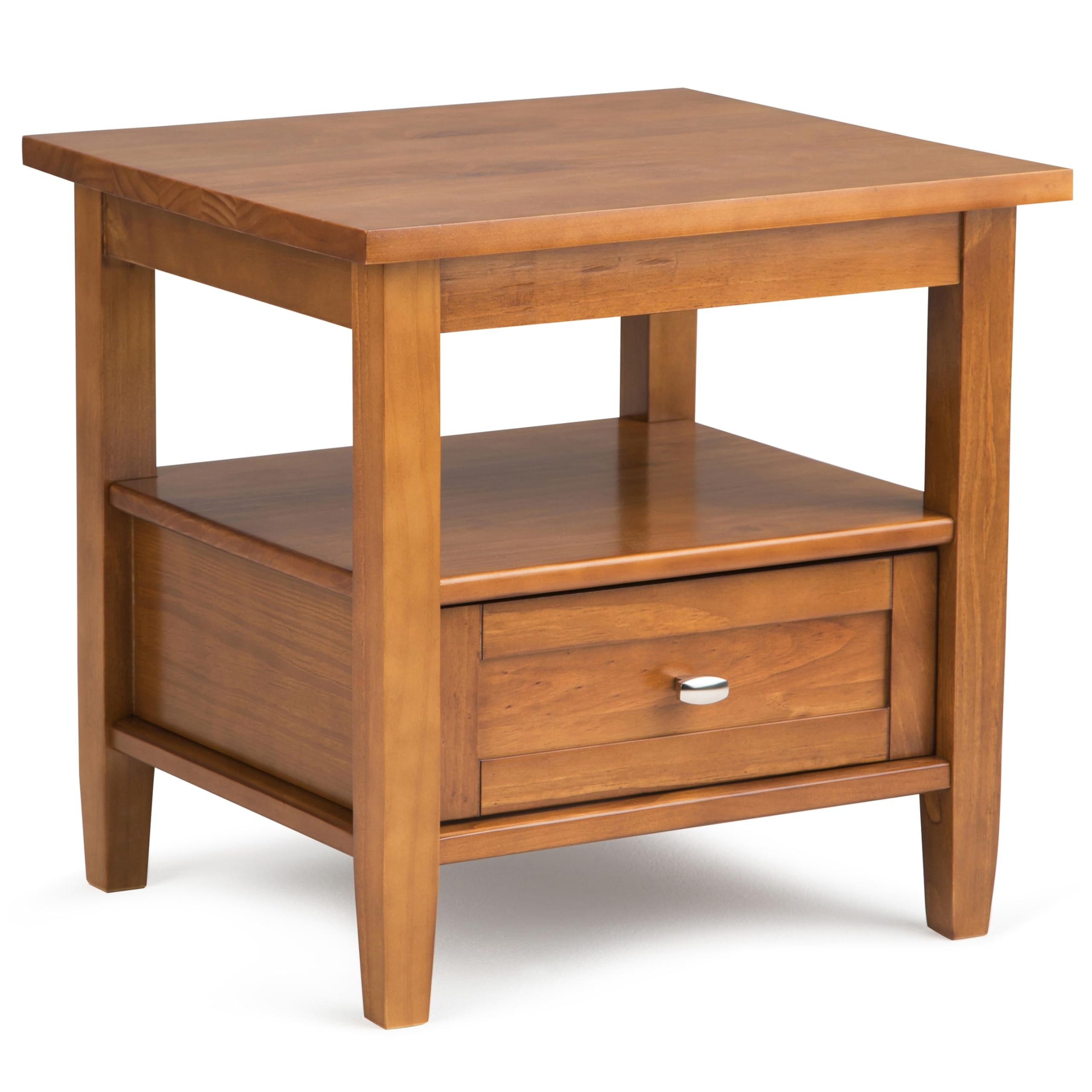SIMPLIHOME Warm Shaker Solid Wood 20 inch Wide Rectangle Transitional End Side Table in Light Golden Brown for the Living Room and Bedroom