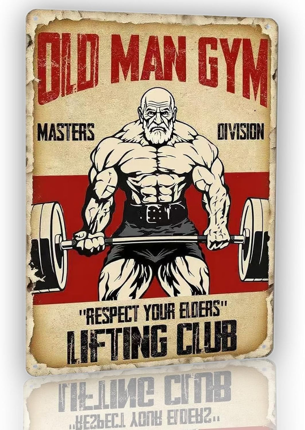 Old Man Gym Sign Home Gym Decor Gym Sign Gym Poster Masters Division Respect Your Elders Fitness Metal Sign Weightlifting Posters Gym Posters For Home Gym Motivational Wall Art Decorations 8x12 Inch