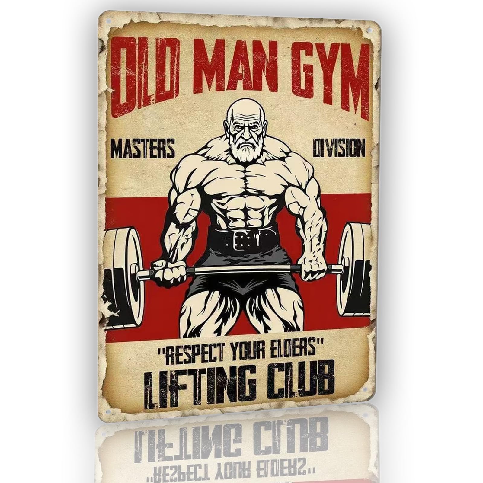 Old Man Gym Sign Home Gym Decor Gym Sign Gym Poster Masters Division Respect Your Elders Fitness Metal Sign Weightlifting Posters Gym Posters For Home Gym Motivational Wall Art Decorations 8x12 Inch