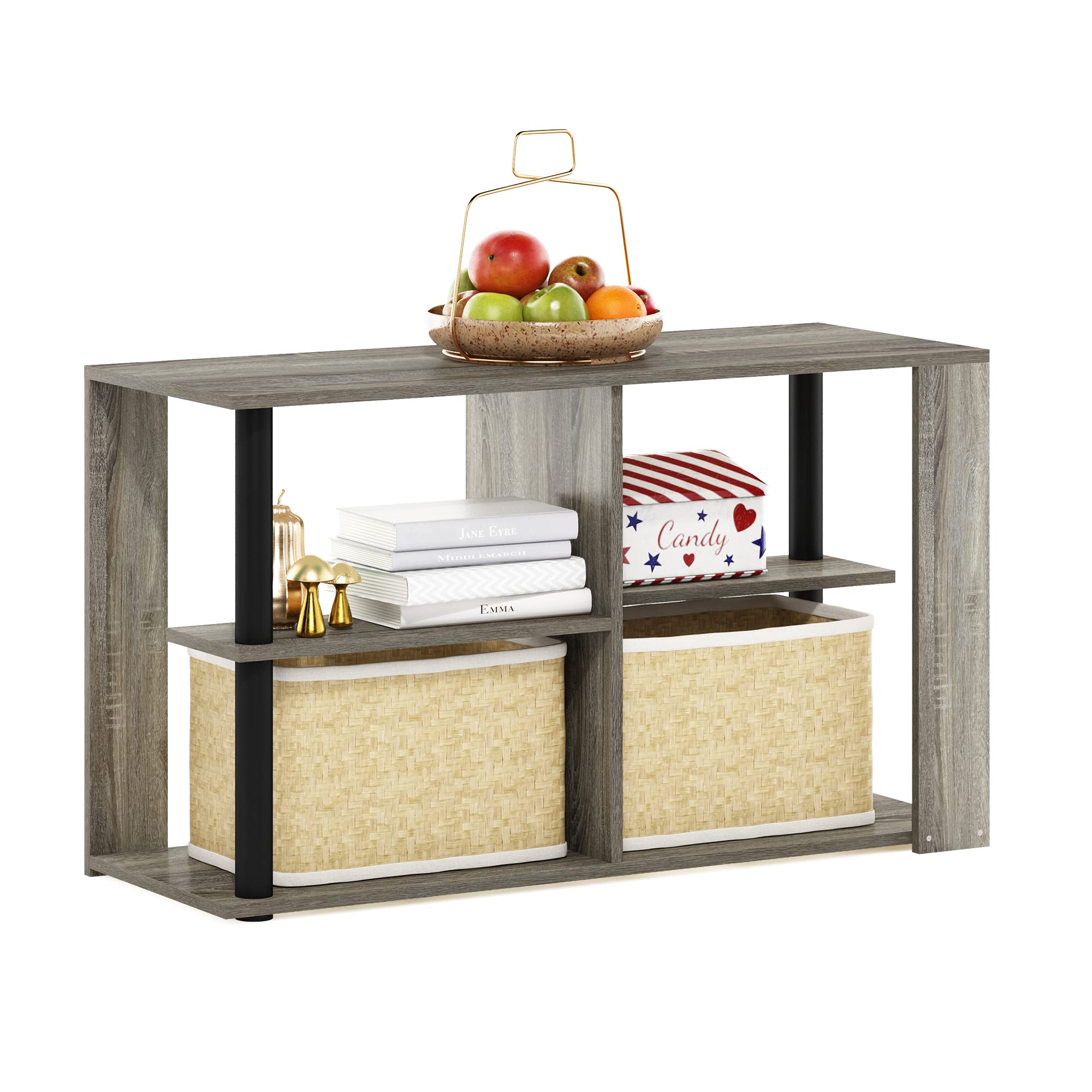 Furinno Simple Design Coffee Table, French Oak Grey/Black