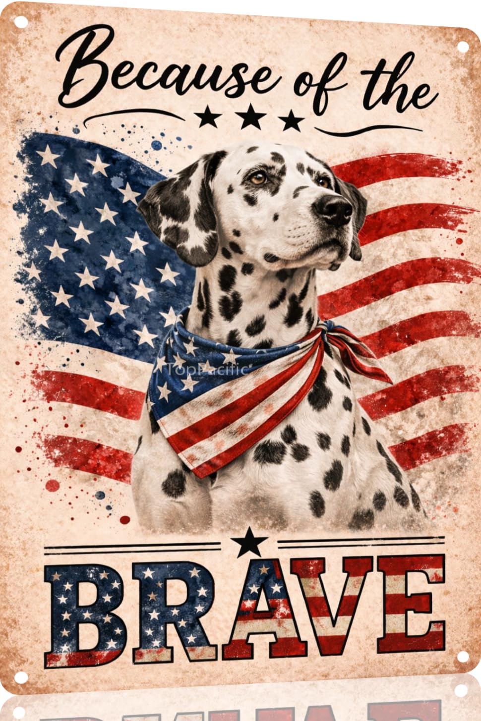 Patriotic Brittany-Spaniel Funny Tin Sign 12x8 Inch Vintage Metal Wall 4th of July Independence Day Art Retro Humor for Bathroom Kitchen Bedroom Room Home Gift Decoration(58978)