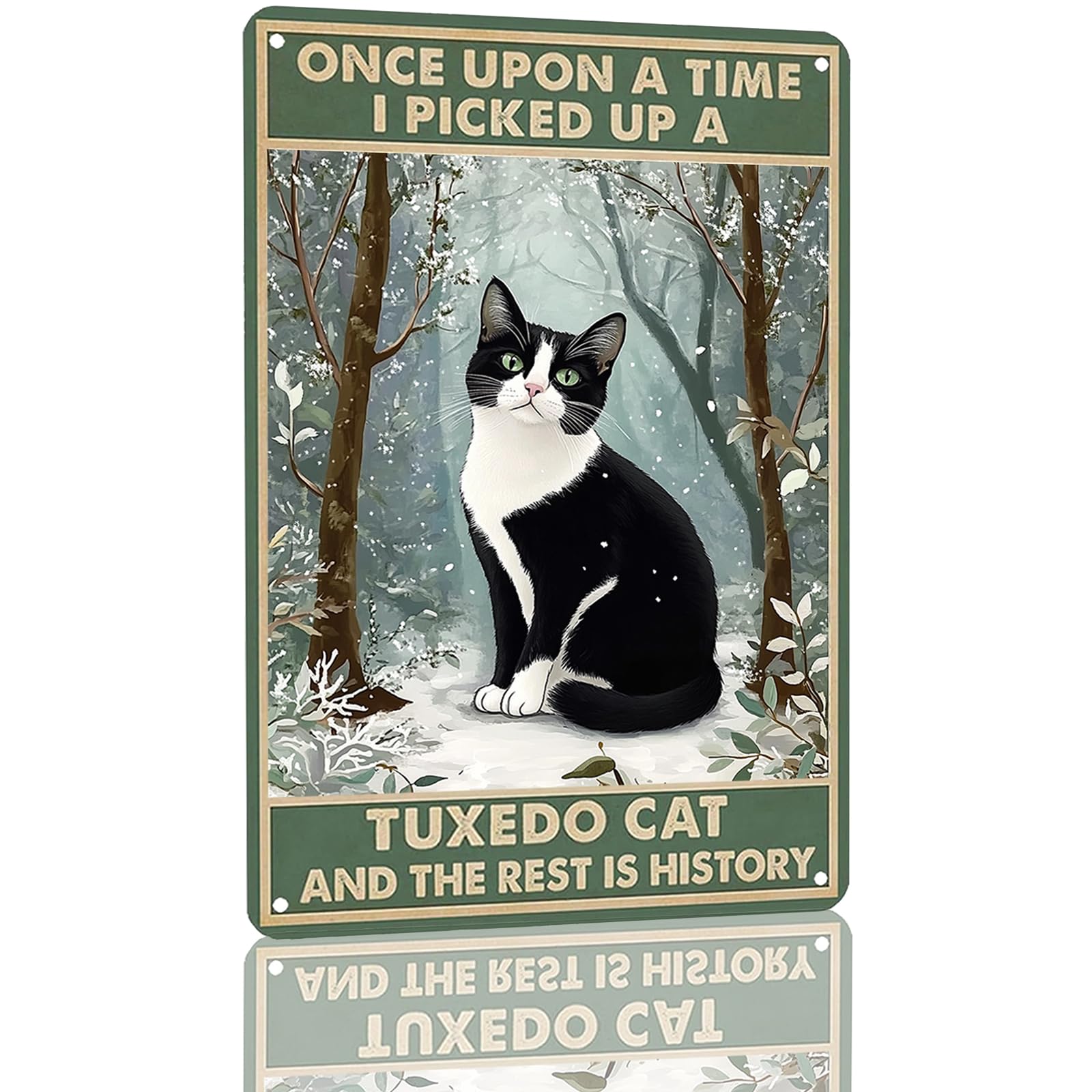 Metal Sign Easily Distracted By Cats & Garden Vintage Retro Aluminum Tin Sign for Garden, Kitchen, Office, Home, Bar, Cafe Decor 8x12 Inch