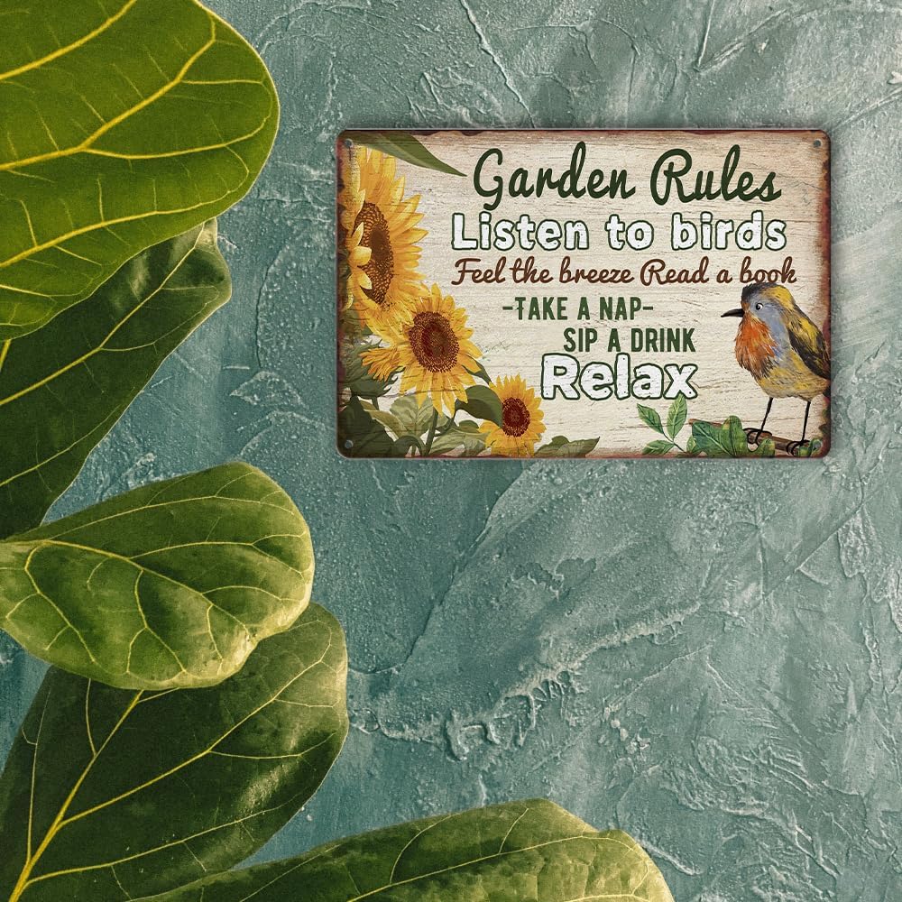 Retro Garden Rules Sign Vintage Garden Metal Signs Patio Wall Decor Outdoor Yard Signs For Home Porch Patio Gardening Shed Decorations 8 X 12 Inch