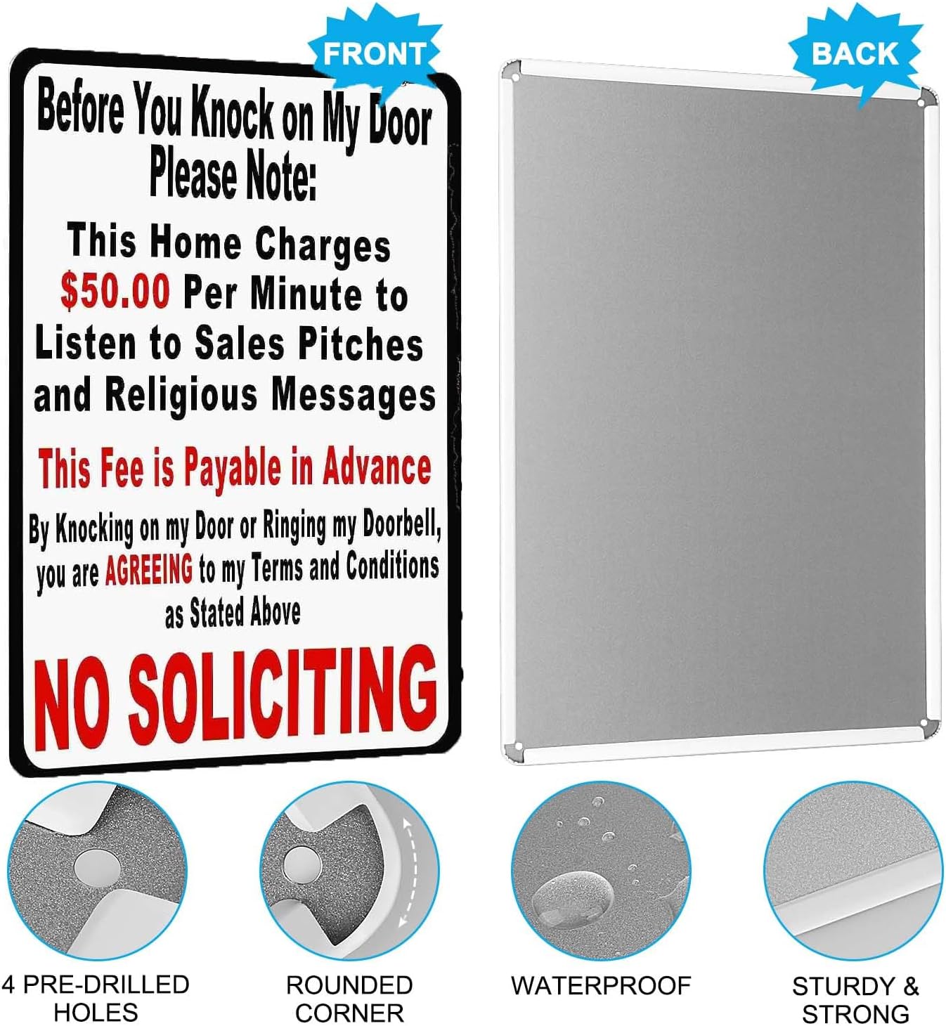 Vintage Metal Tin Sign Funny Sarcastic Party Wall Art Decor Signs, Before You Knock On My Door Sign No Soliciting Metal Sign 12x8 Inches