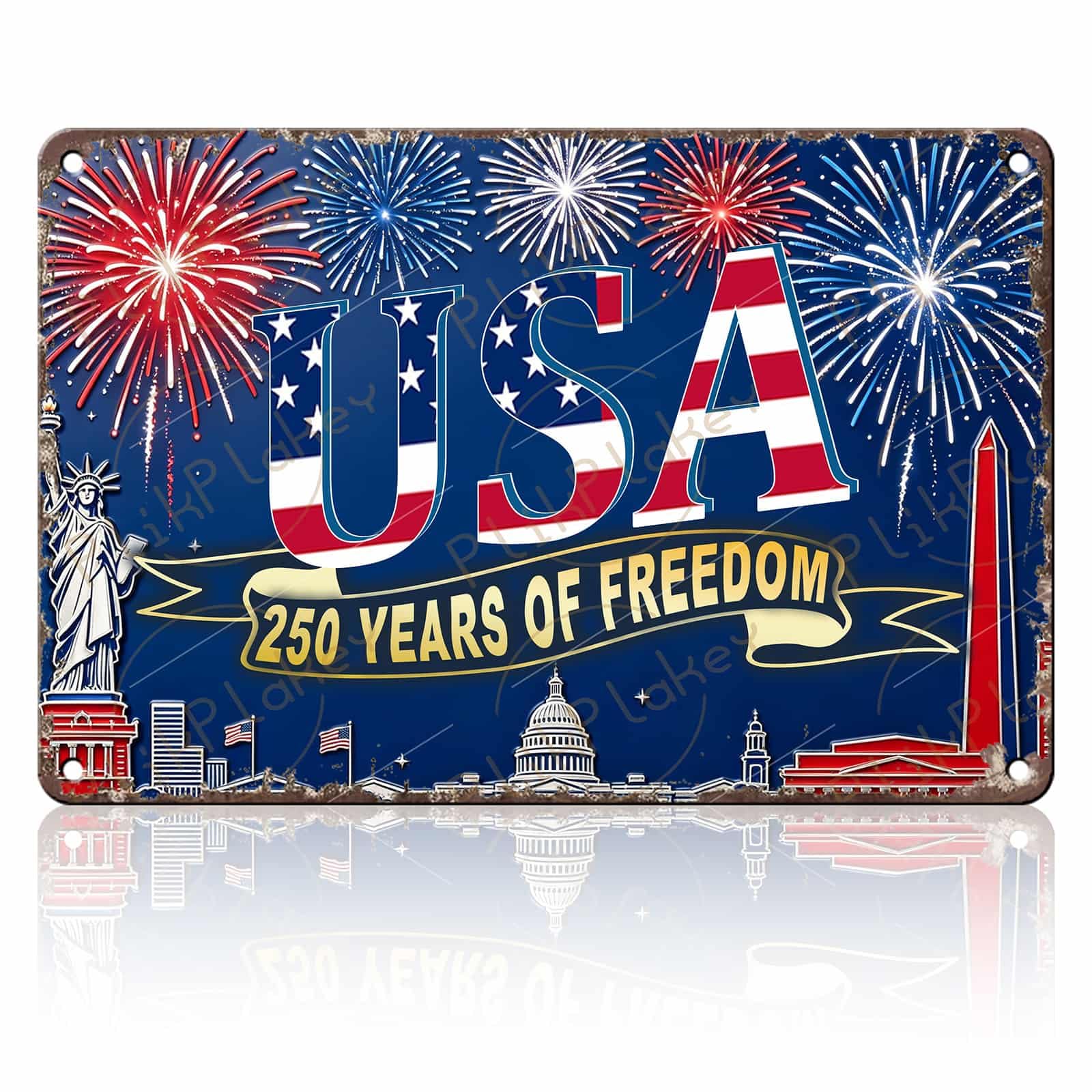 Patriotic 4th of July Tin Sign Happy Independence Day Popsicle Wall Art Vintage Retro Home Decor for Bar Living Room Bedroom Cafe Decoration 12x8 Inch