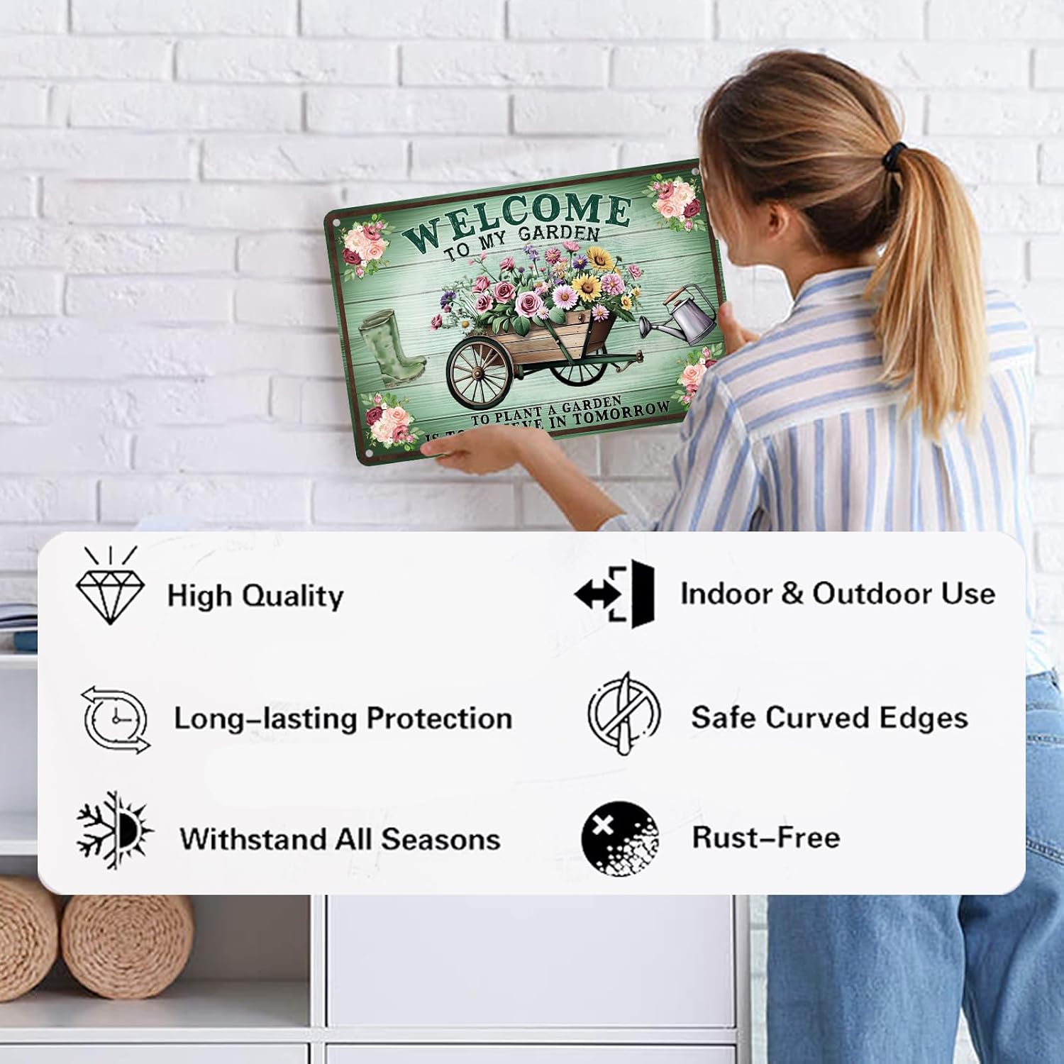 Gardening Gifts Metal Gardening Signs Welcome to My Garden Vintage Tin Sign for Home Garden Greenhouse Living Room Bedroom Yard Cottage Outdoor Decor 8x12Inch