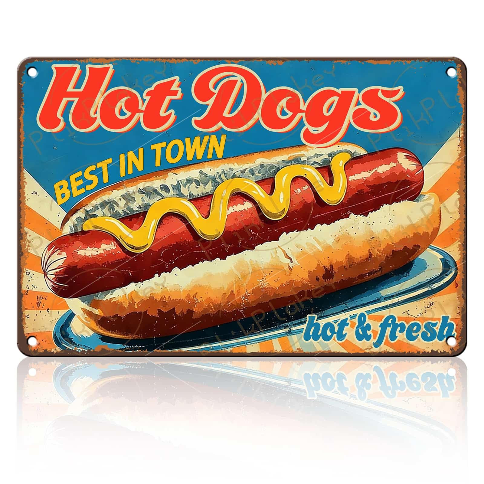 Best in Town Beef Hamburgers Retro Metal Tin Sign Vintage Wall Decor Bar Fast Food Shop Restaurant Kitchen Snack Truck Pub Coffee Home Poster 12x8 Inch