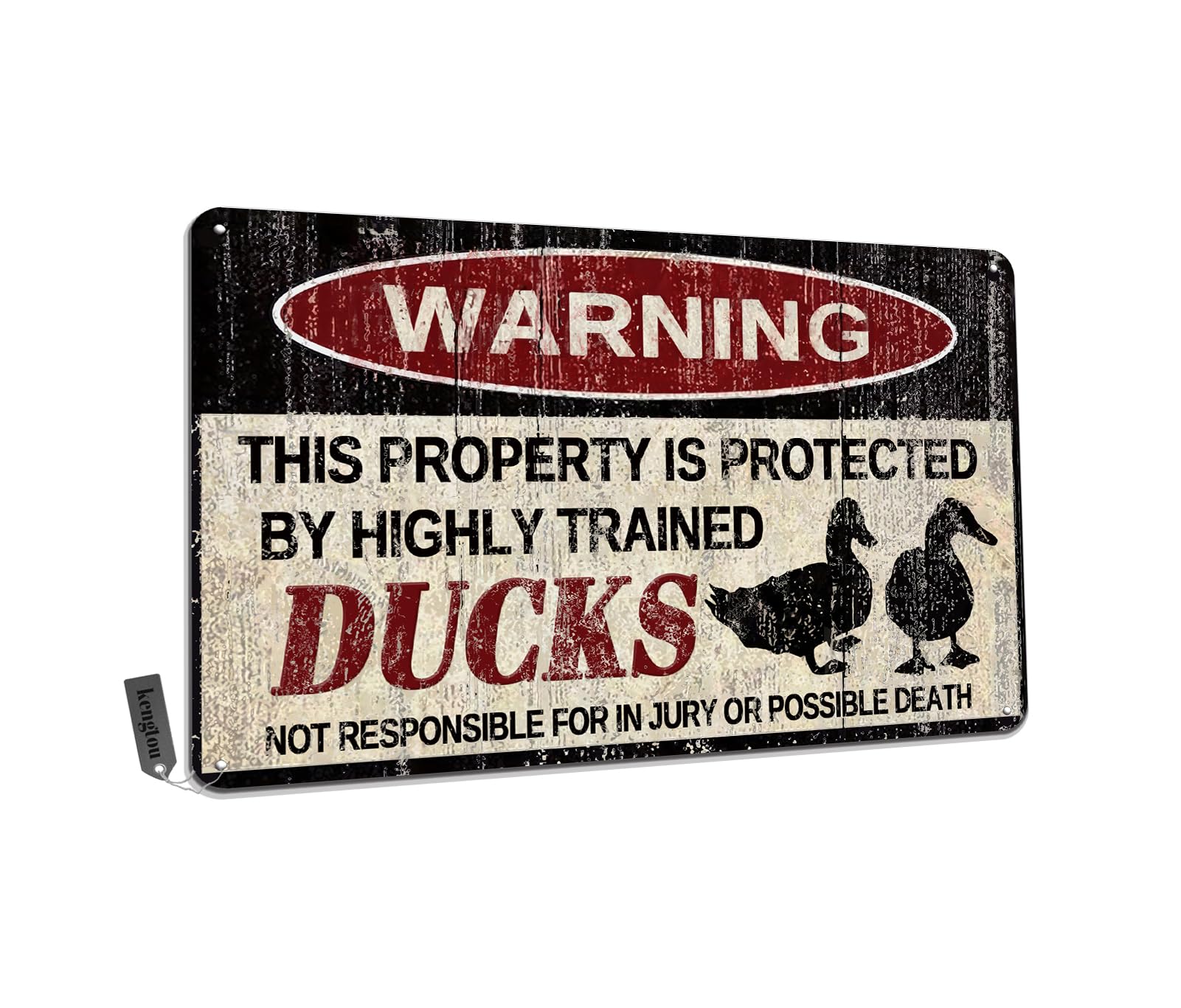 Chickens Tin Sign, Funny Metal Sign, Vintage Wall Decor 12x8 Inch - Warning This Property Protected by Chickens