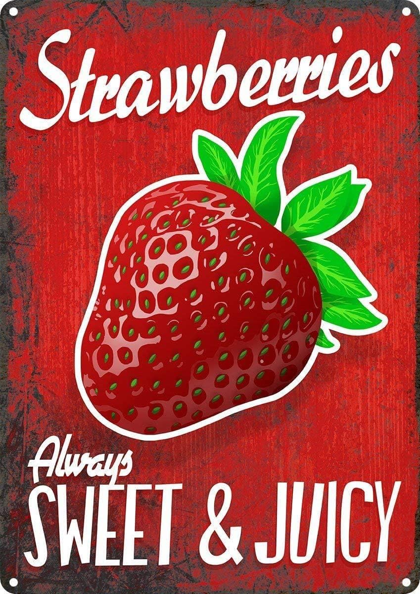 Wallors Vintage Retro Strawberry Berries Funny Fruits Vegetables Food Sweet Summer Tin Signs Home Kitchen Metal Sign 8x12 Wall Decor