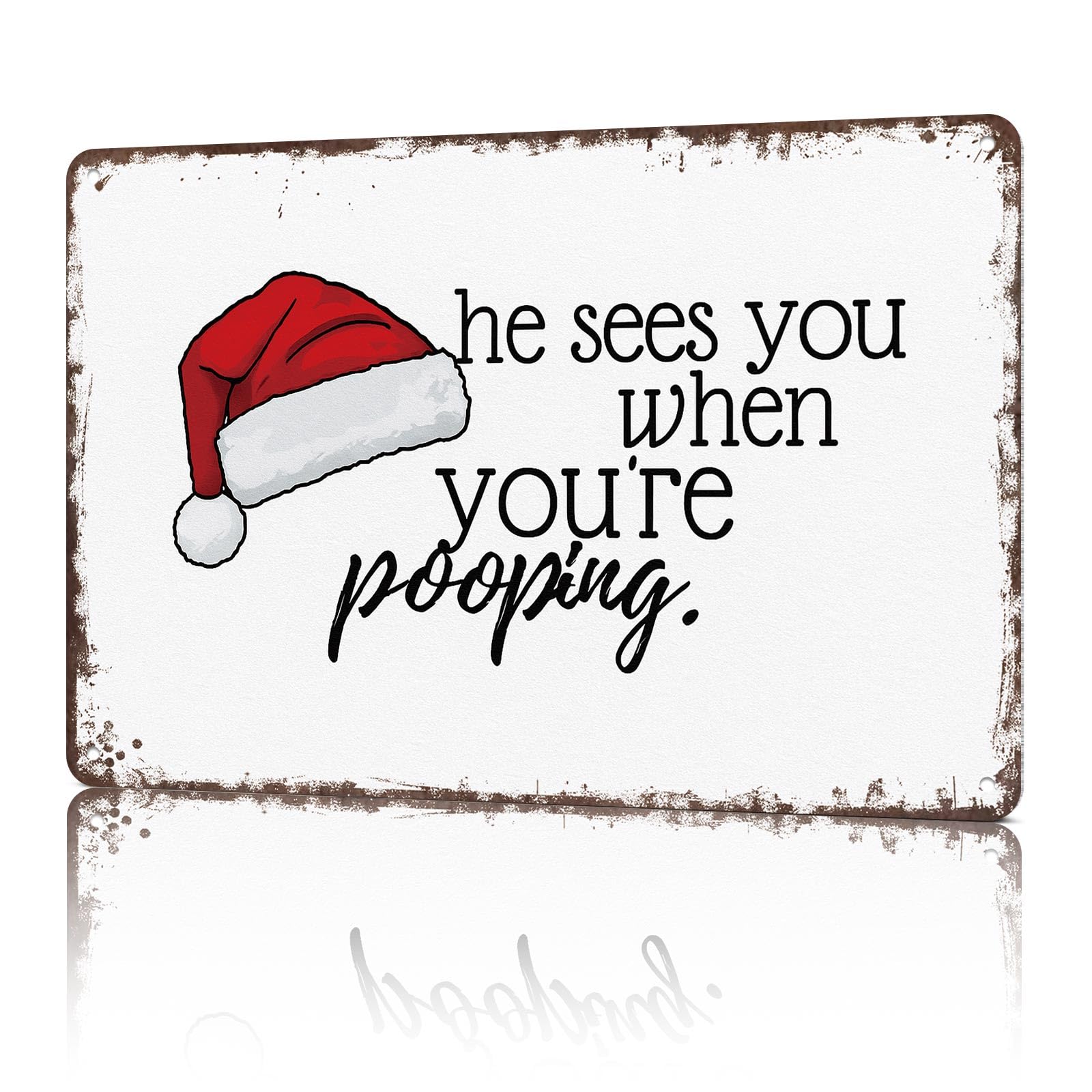 Vintage Christmas Decorations 8x12inch Metal Sign-Weathered Tin Art for Garage Office Wall