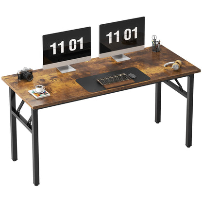 Need Folding Desk, 54 inch Large Computer Desk for Home Office, No Install Needed Study Student Writing Table Desk Workstation, Rustic Brown