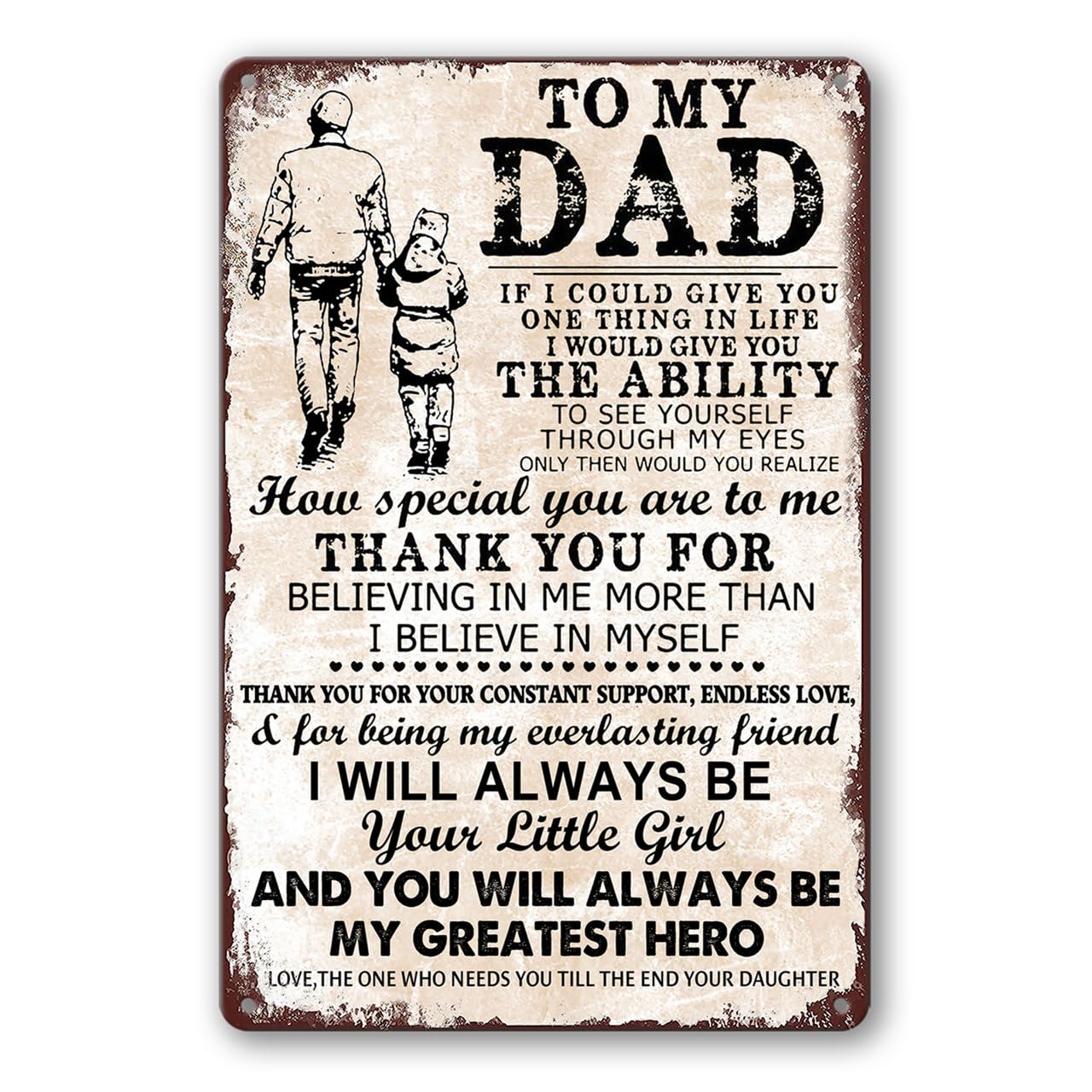 Masleo Vintage Metal Dad Sign, 8 x 12 inches, Decorative Signage for Father's Day or Birthday, Personalized Wall Decor