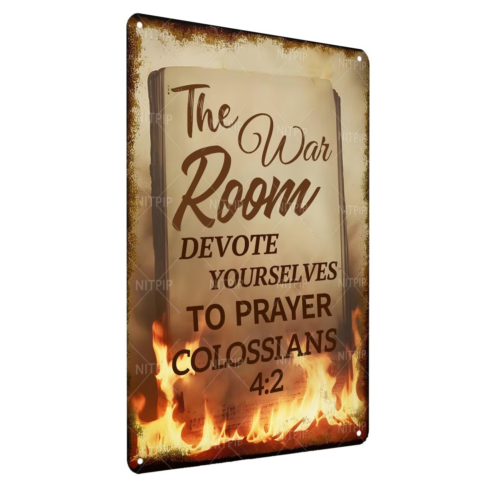 Psalm 51：10 Metal Tin Sign Bible Verse Metal Sign Art Decor - Christian Wall Art Faith Metal Tin Sign Prayer Religious Sign for Home Decor 8x12 Inch