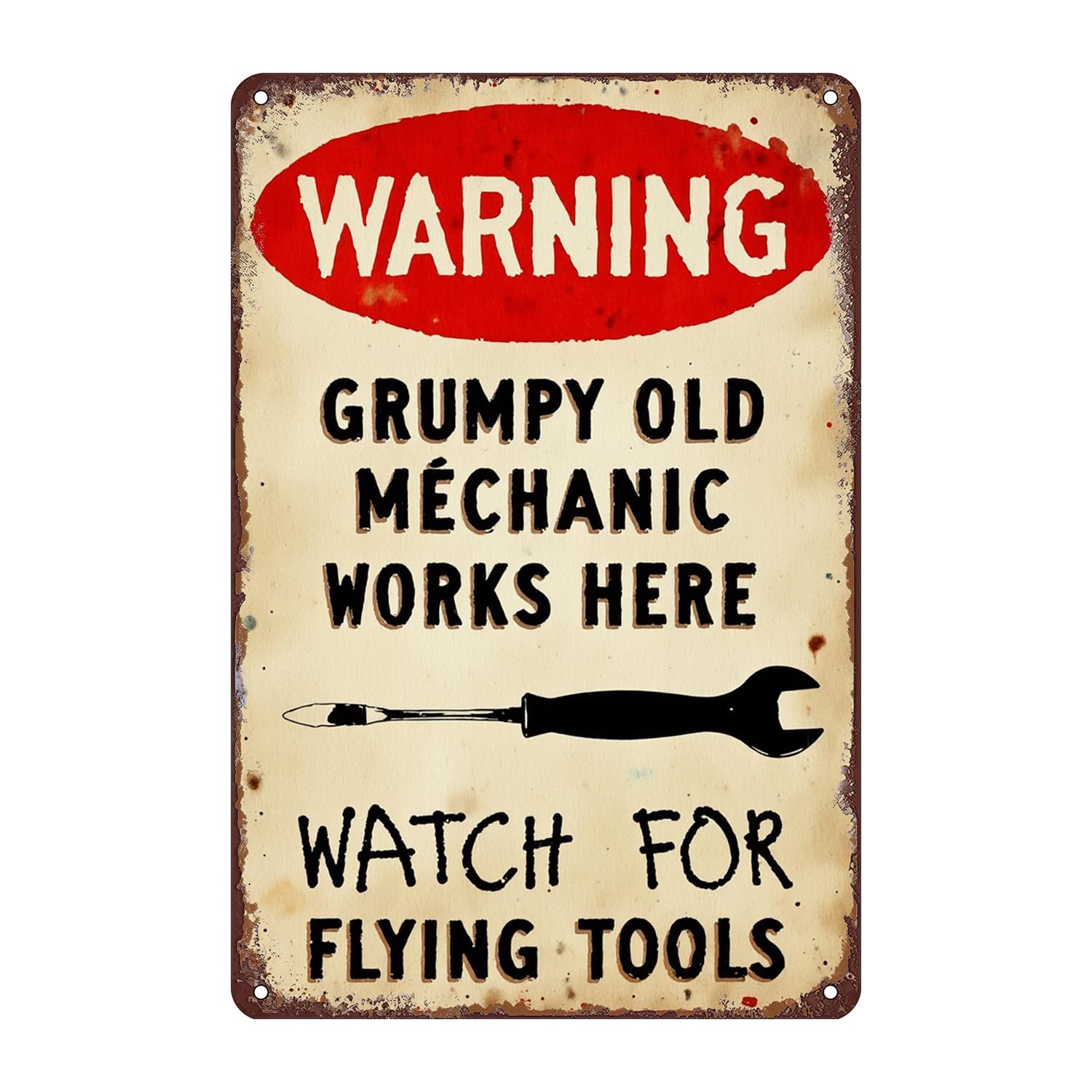 Garage Tools Tin Sign Wall Decor - 12x8 Inch Tin Vintage Industrial Wall Art for Garage, Auto Repair Shop, Workshop, Man Cave Decor Gift for Mechanics