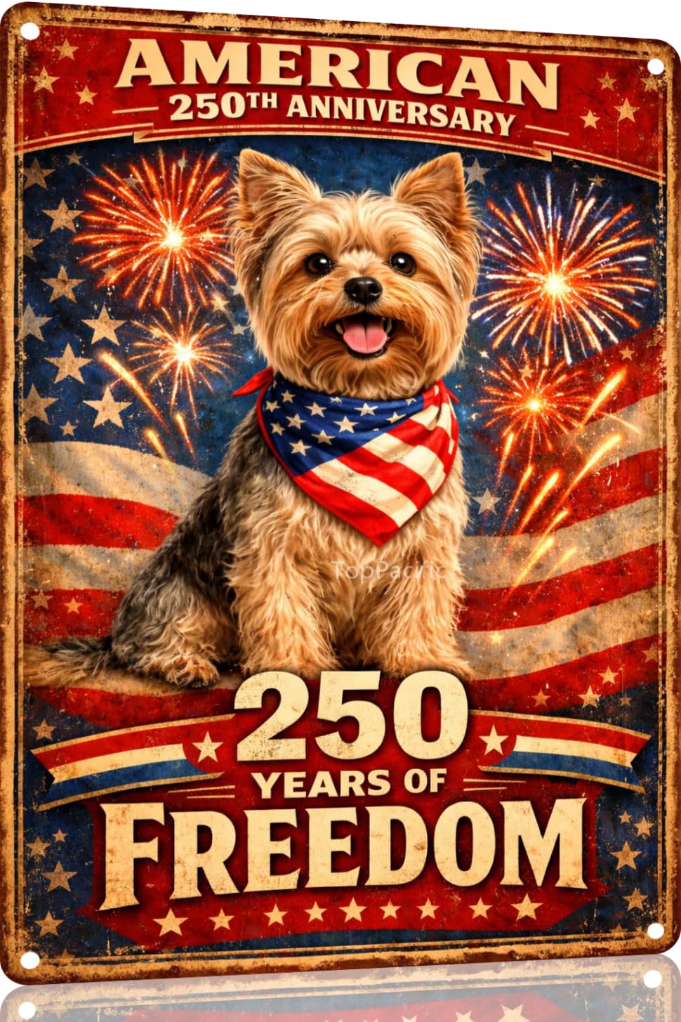 American 250th Anniversary Border Collie Funny Tin Sign 12x8 Inch Independence Day Vintage Metal Wall Art Retro Humor for Kitchen Bedroom Room Home Gift Decoration(59342)