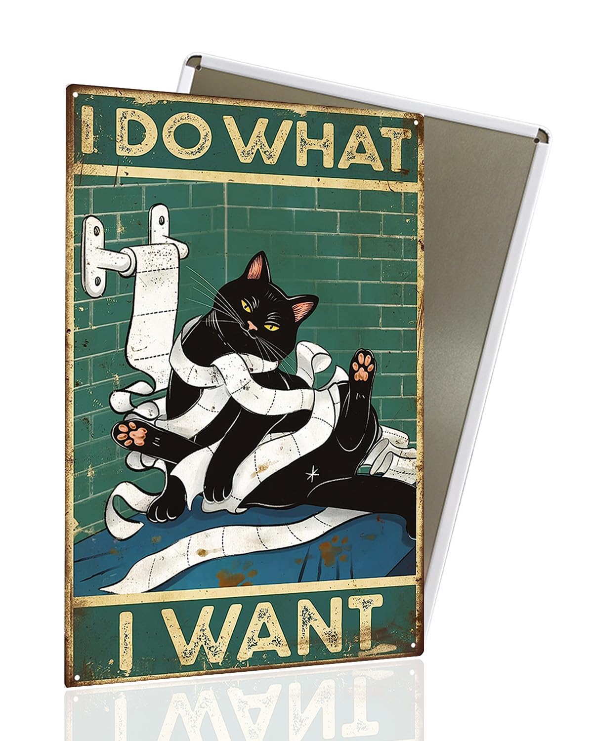 Vintage Black Cat Metal Sign, That's What I Do I Bake And I Know Things Funny Cat Sign Wall Decor for Bedroom Bathroom Retro Metal Tin Sign, Metal Cat Sign Home Decor For Cat Lovers 8x12â€³