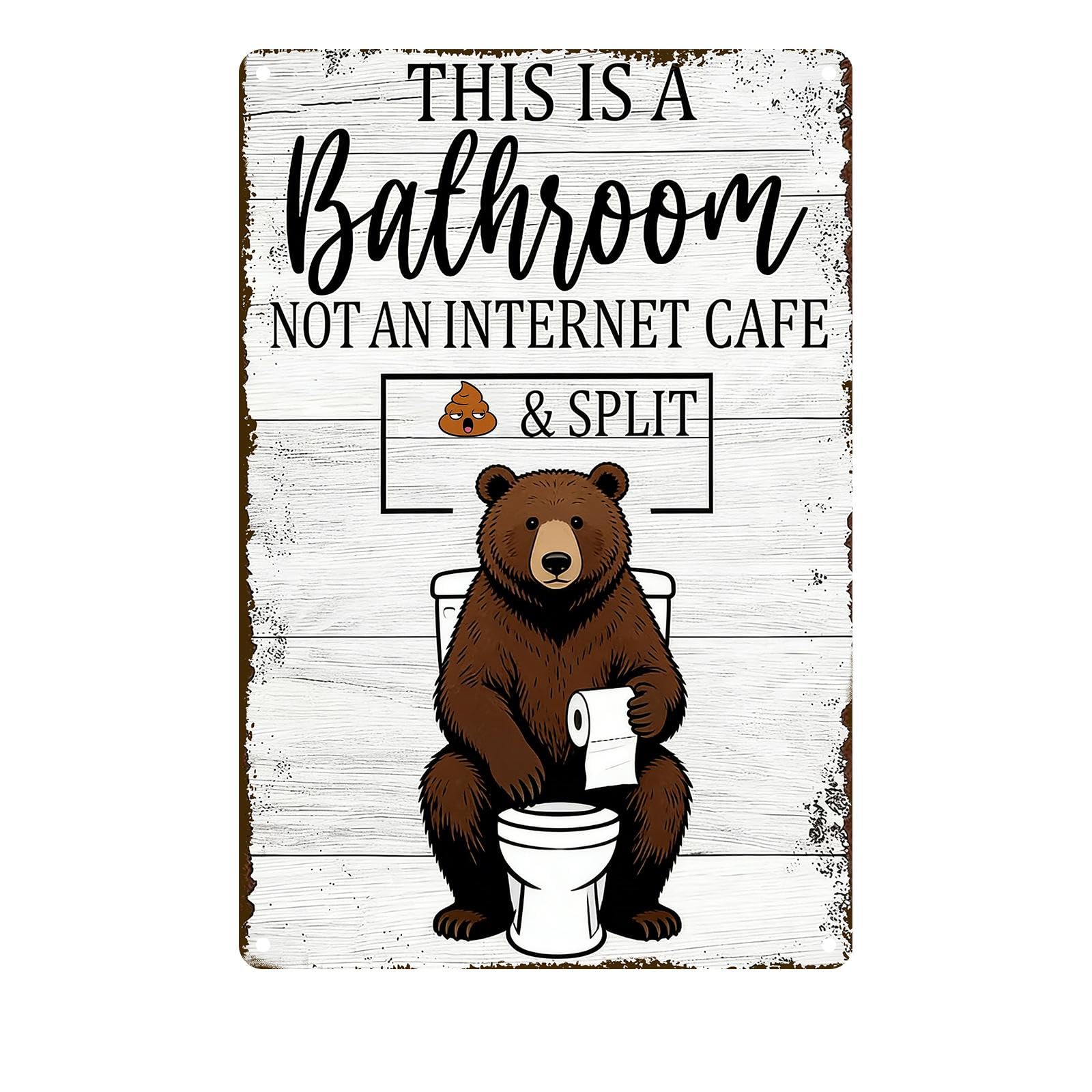 Funny Chicken Metal Tin Sign Bathroom Decor This Is A Bathroom Not An Internet Cafe Signs Retro Posters for Home Restroom Toilet Washroom 8x12inch