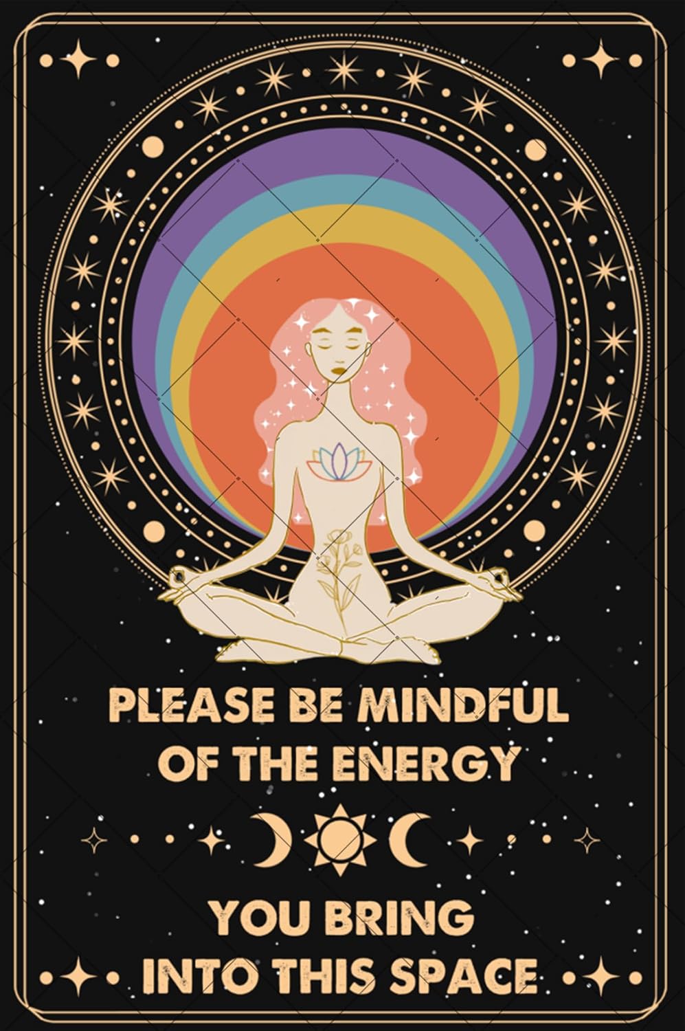 Inspirational Decor Metal Tin Sign Please Be Mindful of the Energy You Bring Into This Space Spiritual Sign for Home Bedroom Yoga Cafes Boho Aesthetic Wall Decor Positive Energy Poster Gifts 8x12 Inch