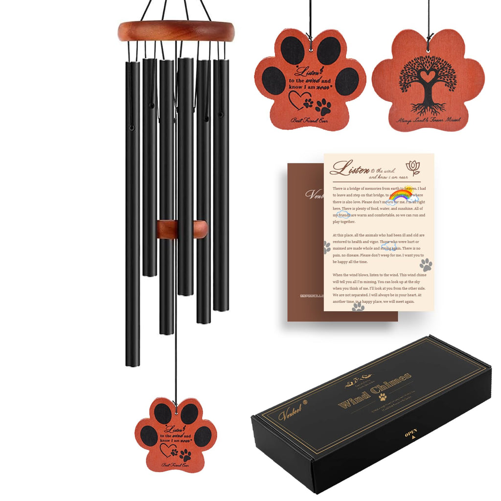 Dog Memorial Gifts, 28" Pet Memorial Wind Chimes, Loss of Dog Sympathy Gift, Pet Loss Passing Away Remembrance Bereavement Gift