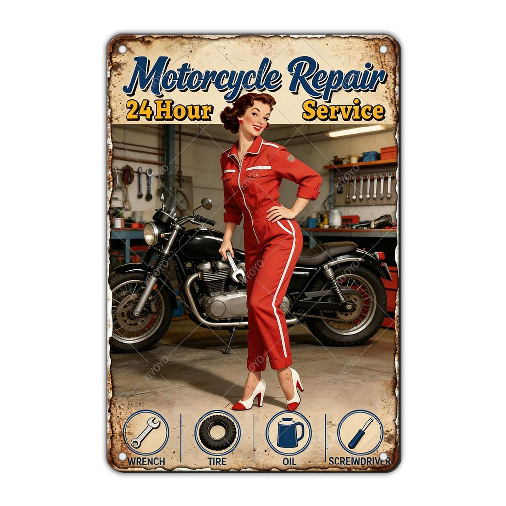 50s Pin up Girl Fishing Metal Tin Sign Open Fly Season Wall Decor Home Angler Cafes Lake House Seascape 12x8 Inch