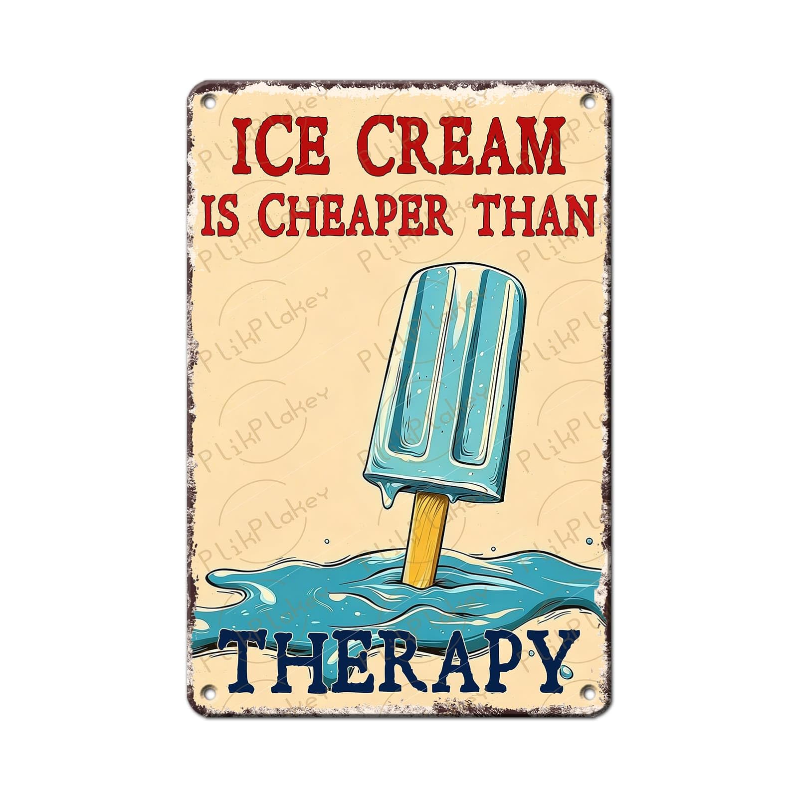 Vintage Metal Tin Sign Ice Cream Retro Sweet Food Diner Wall Decor Kitchen Cafe Bar Club Home Kids Room Living Room Dessert Store Hotel Poster 12x8 Inch