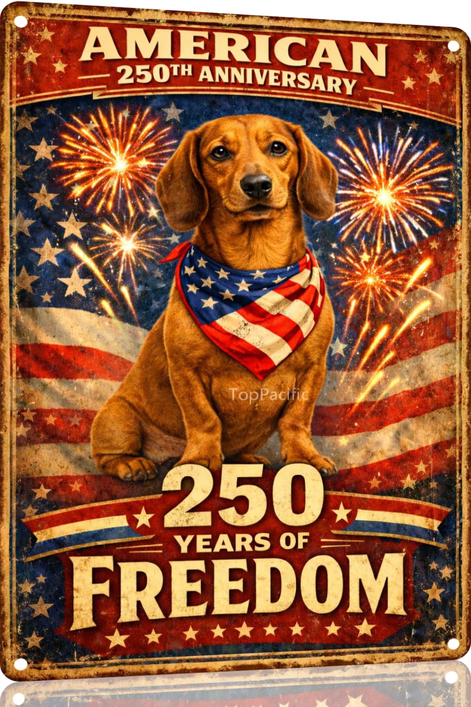 American 250th Anniversary Border Collie Funny Tin Sign 12x8 Inch Independence Day Vintage Metal Wall Art Retro Humor for Kitchen Bedroom Room Home Gift Decoration(59342)
