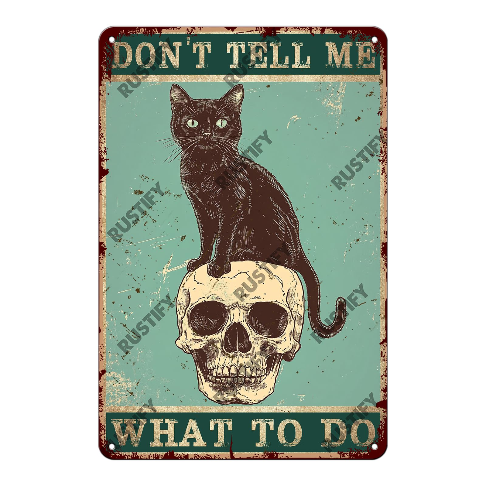 Cat Metal Tin Sign Vintage Retro Style Aluminum Sign Wall Art Decor 12x8 Inch