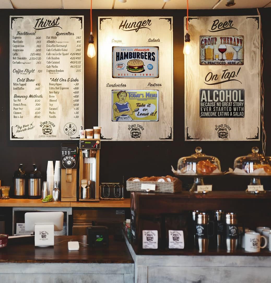 ERLOOD Best in Town Hamburgers Retro Metal Vintage Tin Signs Bar Wall Decor 12 X 8