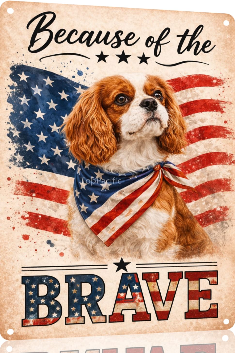 Patriotic Brittany-Spaniel Funny Tin Sign 12x8 Inch Vintage Metal Wall 4th of July Independence Day Art Retro Humor for Bathroom Kitchen Bedroom Room Home Gift Decoration(58978)