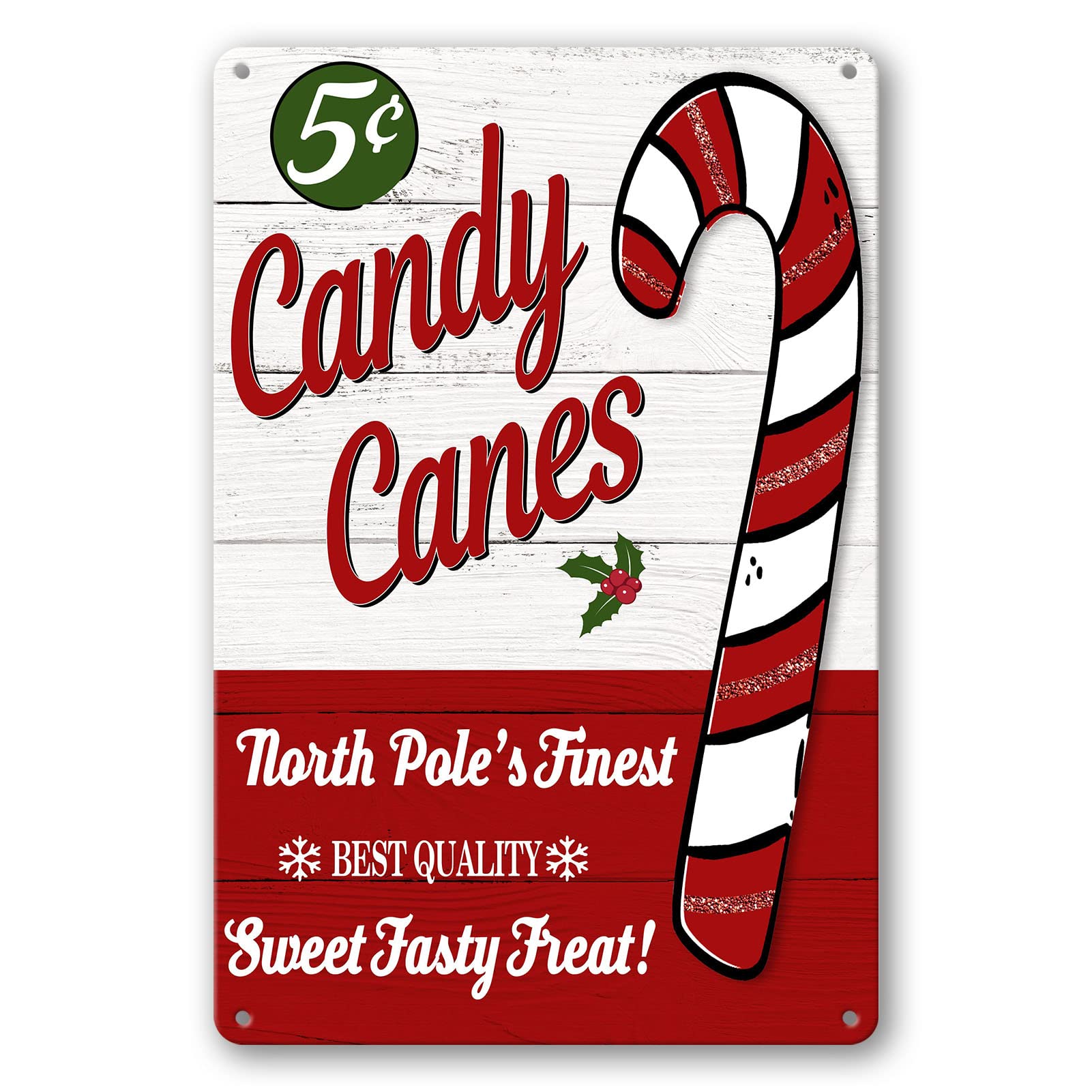 Vintage Christmas Red Truck Wall Sign - Metal Plaque Sign Decorations - 8x12 Inch