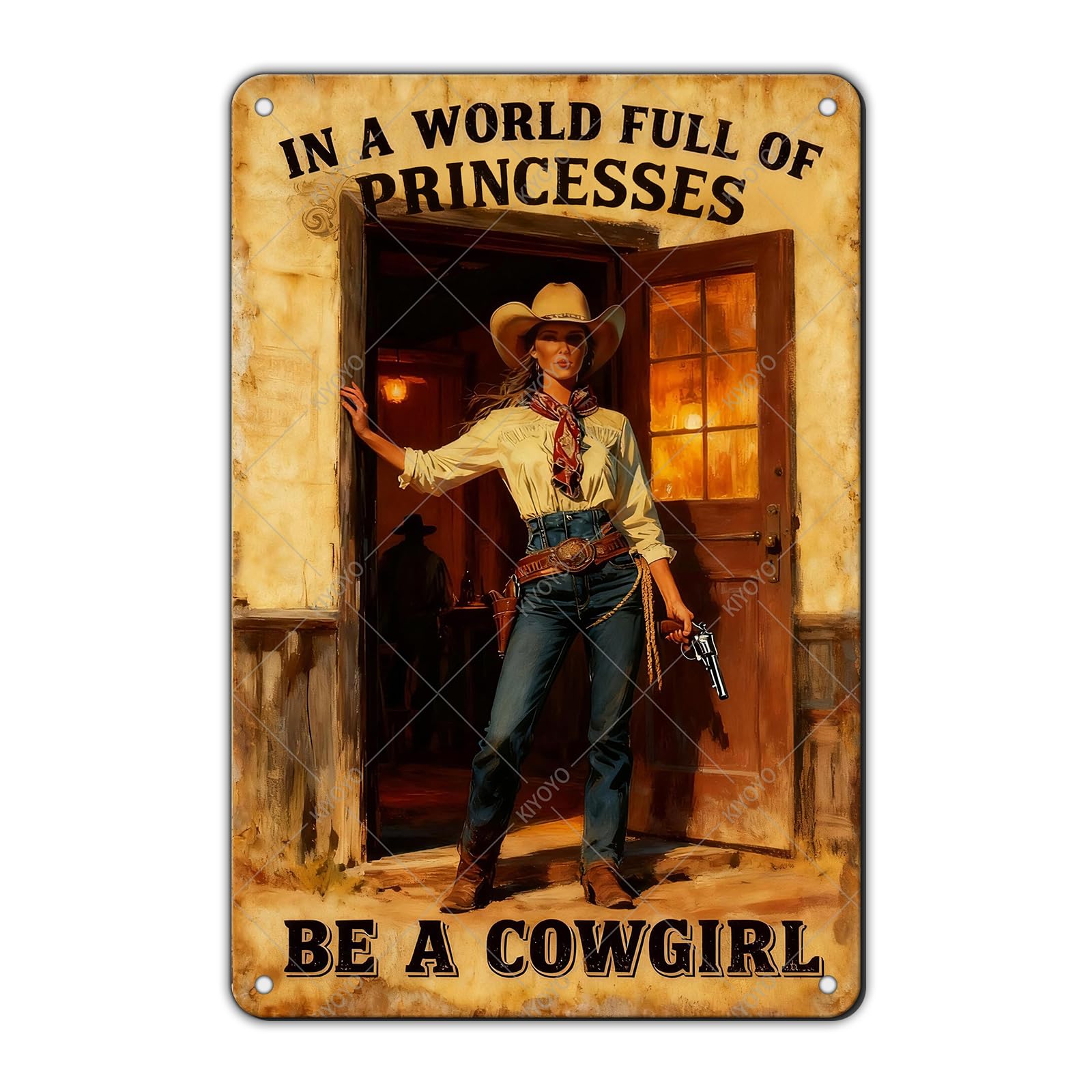 Vintage Metal Tin Sign You Don't Stop Riding When You Get Old Retro Wall Art Decor Woman Riding Horse Under Moon 12x8 Inch