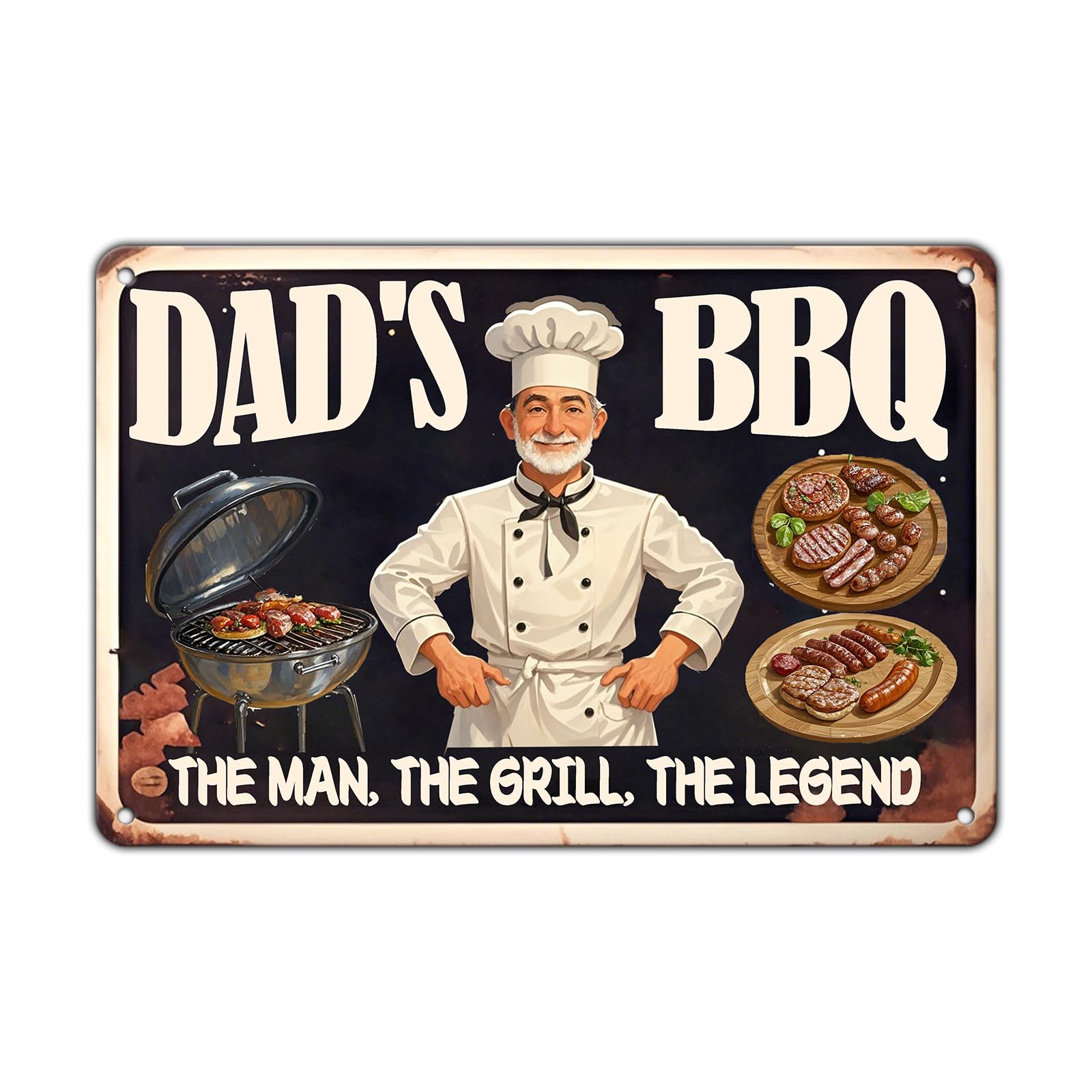 Dad's BBQ Metal Tin Sign BBQ Retro Metal Tin Sign Home Kitchen Wall Decor 12x8 Inch Funny Plaque