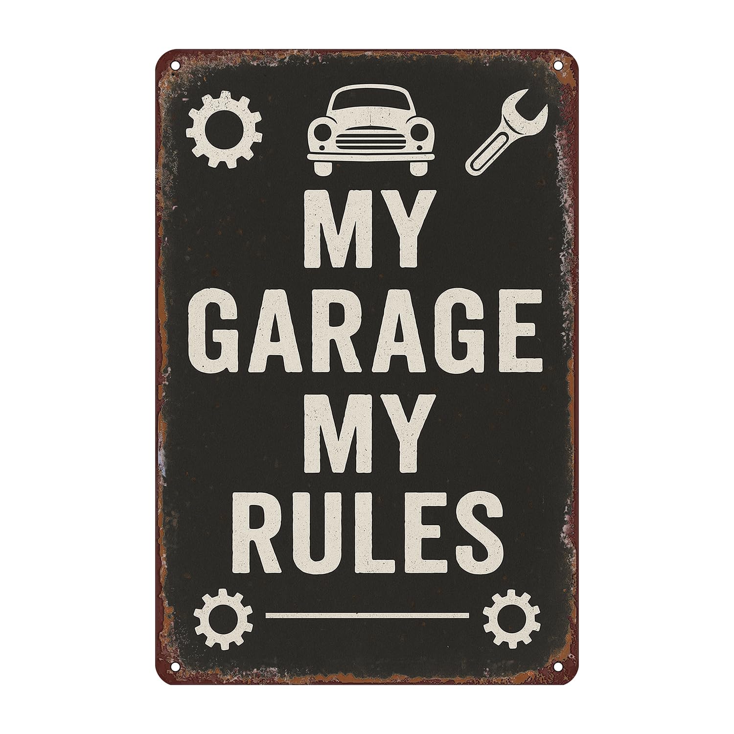 Garage Tools Tin Sign Wall Decor - 12x8 Inch Tin Vintage Industrial Wall Art for Garage, Auto Repair Shop, Workshop, Man Cave Decor Gift for Mechanics