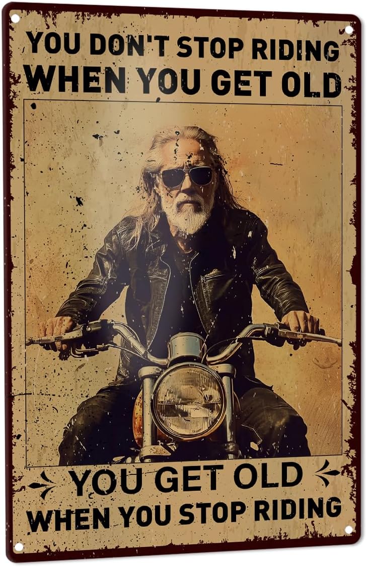 Funny Motorcycle Garage Wall Sign, Motorcycle Wall Decor for Home Bike Garage Shop Man Cave Room Sign Vintage Metal Tin Decoration 8" x 12", Motorcycle Biker Lovers Rider Gift
