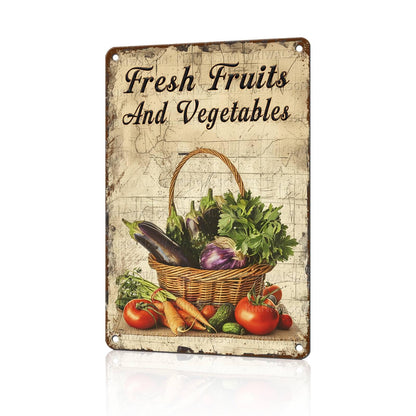 Tomato Vegetable Metal Tin Sign Vintage Garden Fresh Wall Art for Home Kitchen Bar Cafe Office 8x12Inch